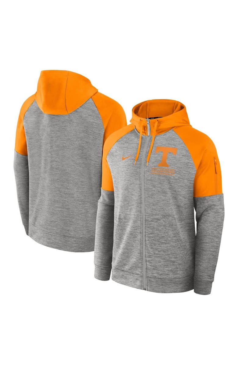 Nike Men's Nike Heather Gray Tennessee Volunteers Fitness Raglan Performance Full-Zip Hoodie, Alternate, color, 
