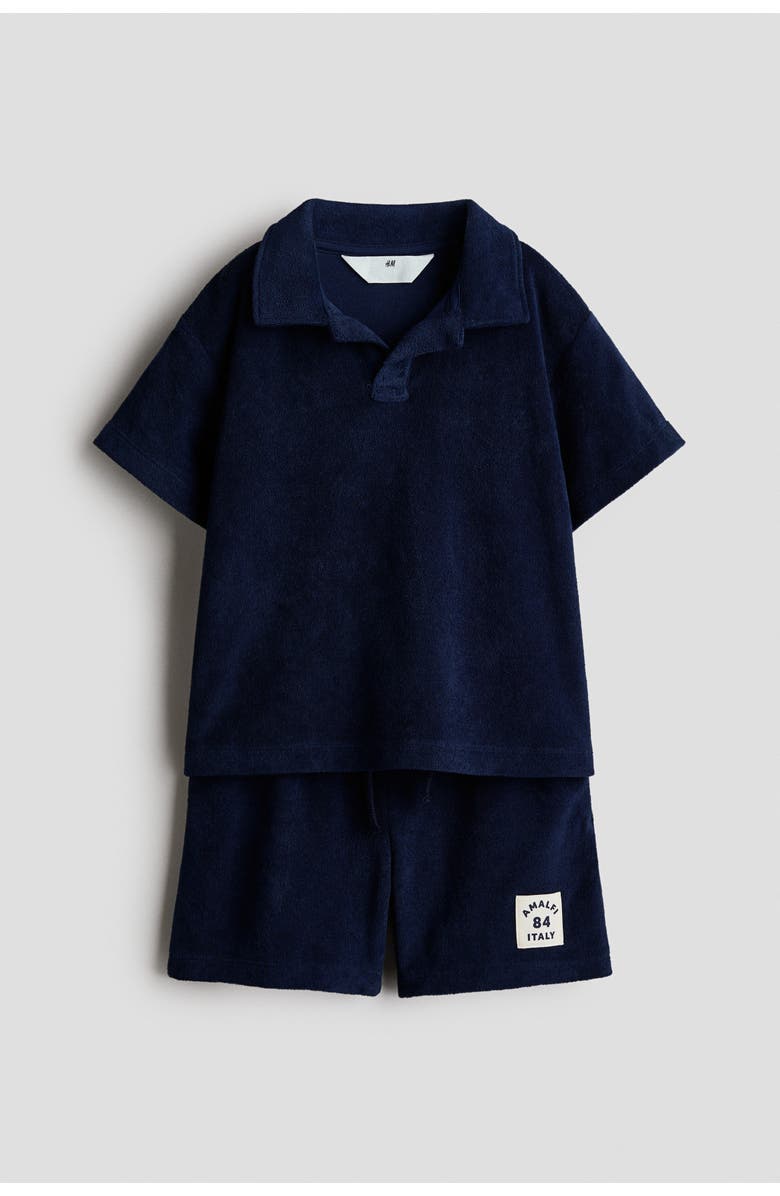 H&M 2-piece Velour Set, Main, color, Navy Blue