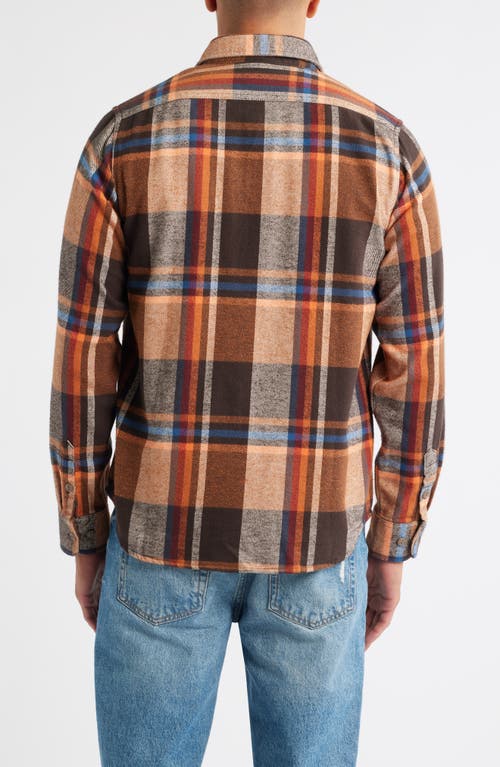 Schott Nyc Plaid Flannel Button-up Work Shirt In Brown
