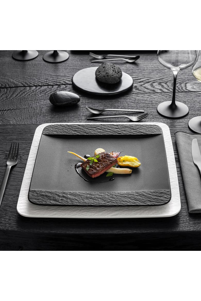 Manufacture Rock Square Dinner Plate, Alternate, color, black