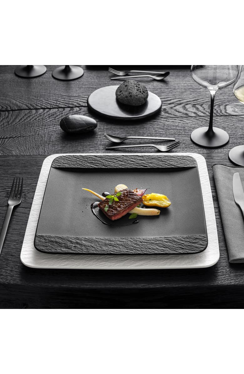 Villeroy & Boch Manufacture Rock Square Dinner Plate, Alternate, color, Black