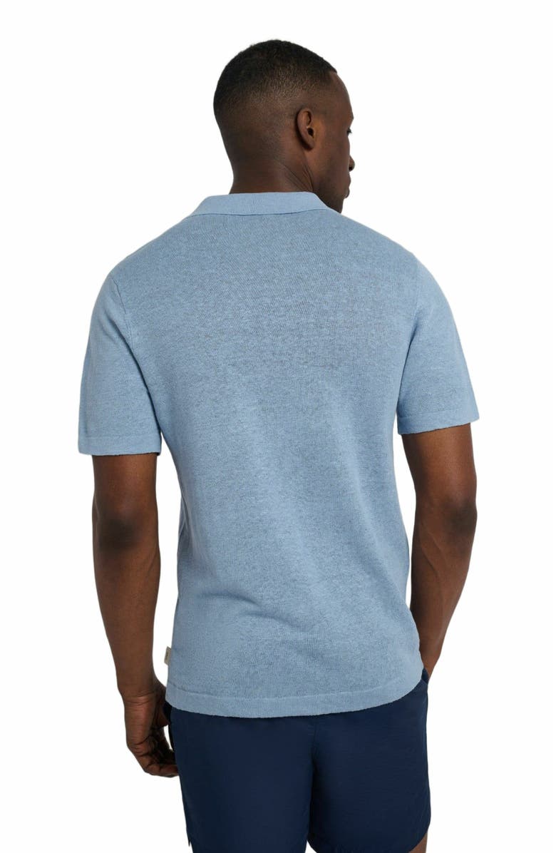 Onia Linen Sweater Polo, Alternate, color, Baby Blue