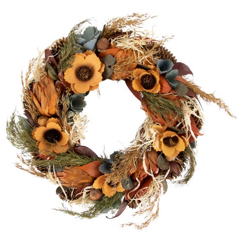 Northlight Sunflower And Wheat Artificial Fall Harvest Wreath In Multi