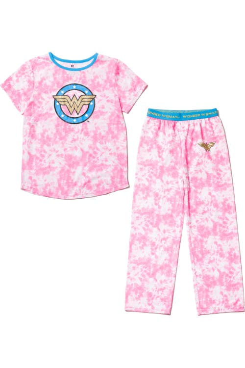 Dc Comics Kids'  Justice League Wonder Woman 2-piece Pajama Shirt And Pants Set In Pink Wonder Woman