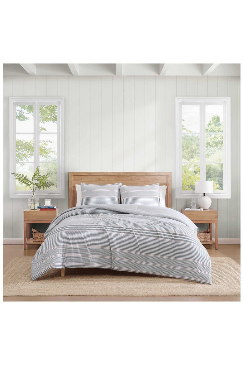 Danbury Stripe Cotton Percale Comforter & Shams Set, Alternate, color, DARK BLUE