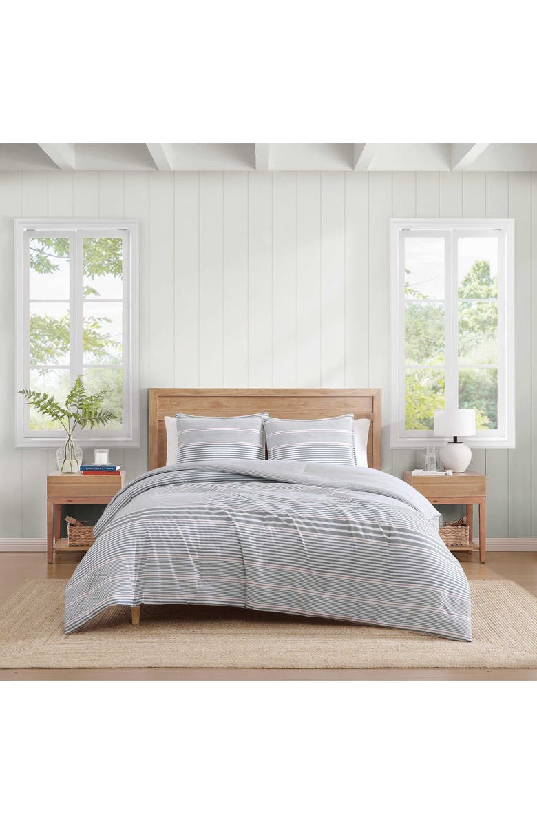 Tommy Hilfiger Danbury Stripe Cotton Percale Comforter & Shams Set, Alternate, color, Dark Blue