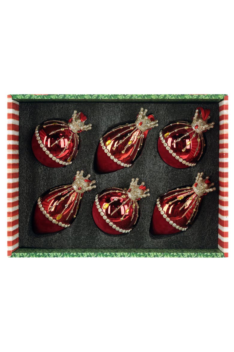 Royal Crown Ornament, Box of 6, Alternate, color, Red
