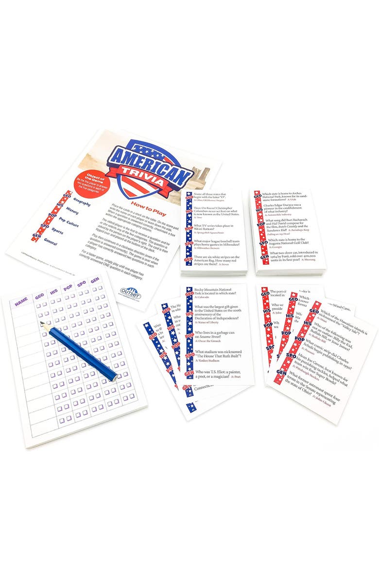 Outset Media American Trivia 102Pcs, Family Party Game, Alternate, color, Multicolored