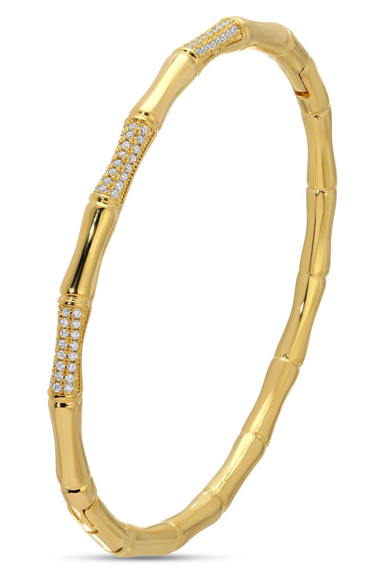Alma CZ Pavé Bamboo Bangle Bracelet, Main, color, GOLD