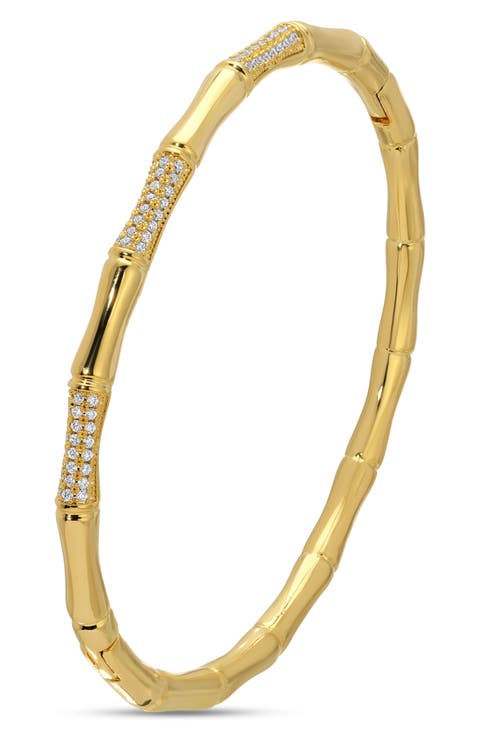 Alma CZ Pavé Bamboo Bangle Bracelet