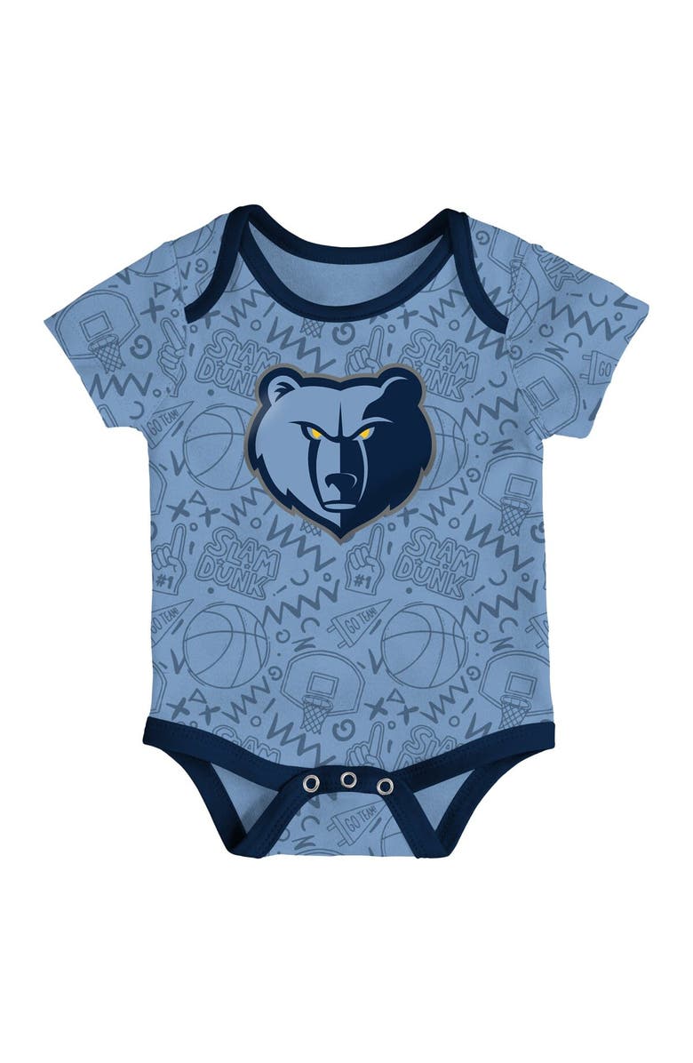 Outerstuff Infant Navy/Light Blue/Gray Memphis Grizzlies Slam Dunk 3-Piece Bodysuit Set, Alternate, color, Navy