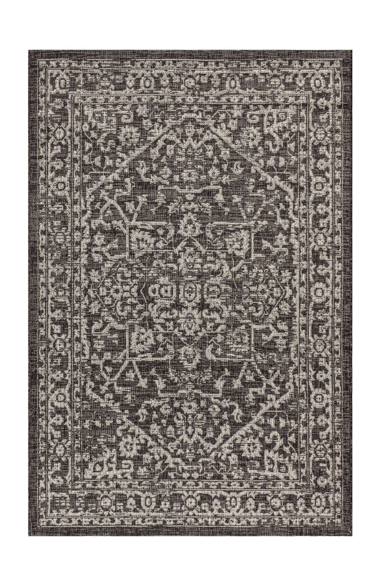 JONATHAN Y Malta Bohemian Medallion Textured Weave Indoor/Outdoor Area Rug, Main, color, Black/Gray