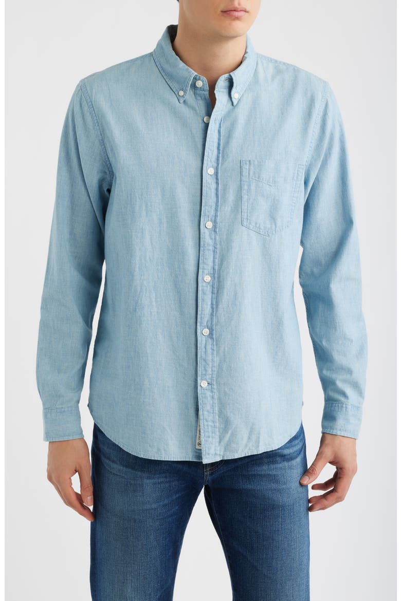 Dean Chambray Button-Down Oxford Shirt, Main, color, DESERT BREEZE
