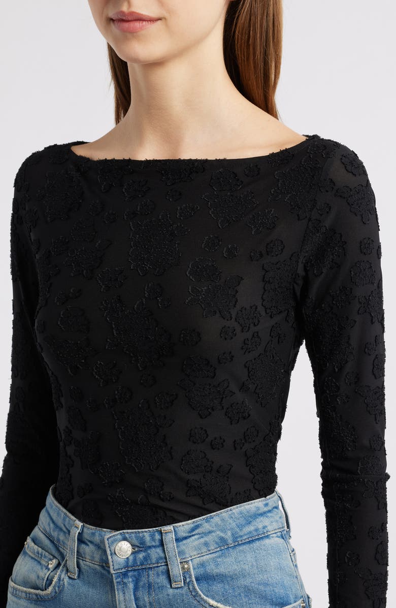 rag & bone Angel Floral Jacquard Boat Neck Top, Alternate, color, 