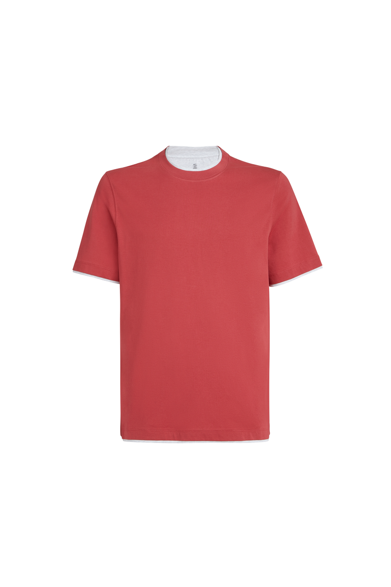 T-shirt with faux-layering, Alternate, color, Strawberry