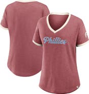 FANATICS Women's Fanatics Burgundy Philadelphia Phillies Cooperstown Collection Vintage Play​ Slub V-Neck T-Shirt