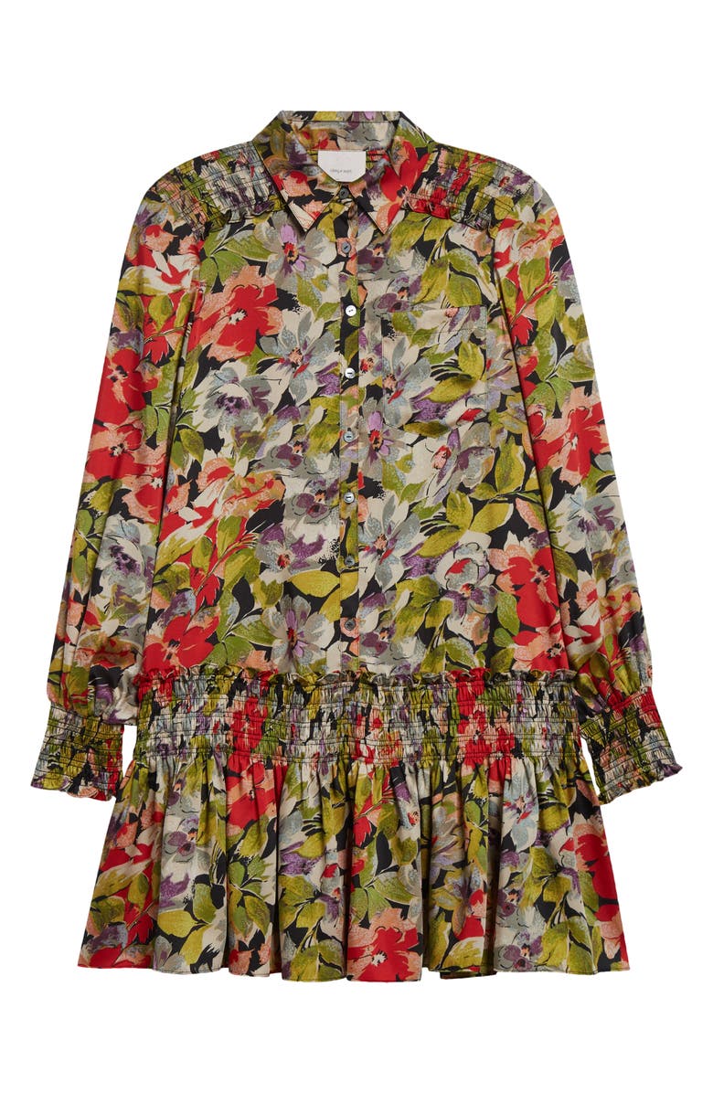 Cinq à Sept Damia Canyon Bloom Long Sleeve Minidress, Alternate, color, Black Multi