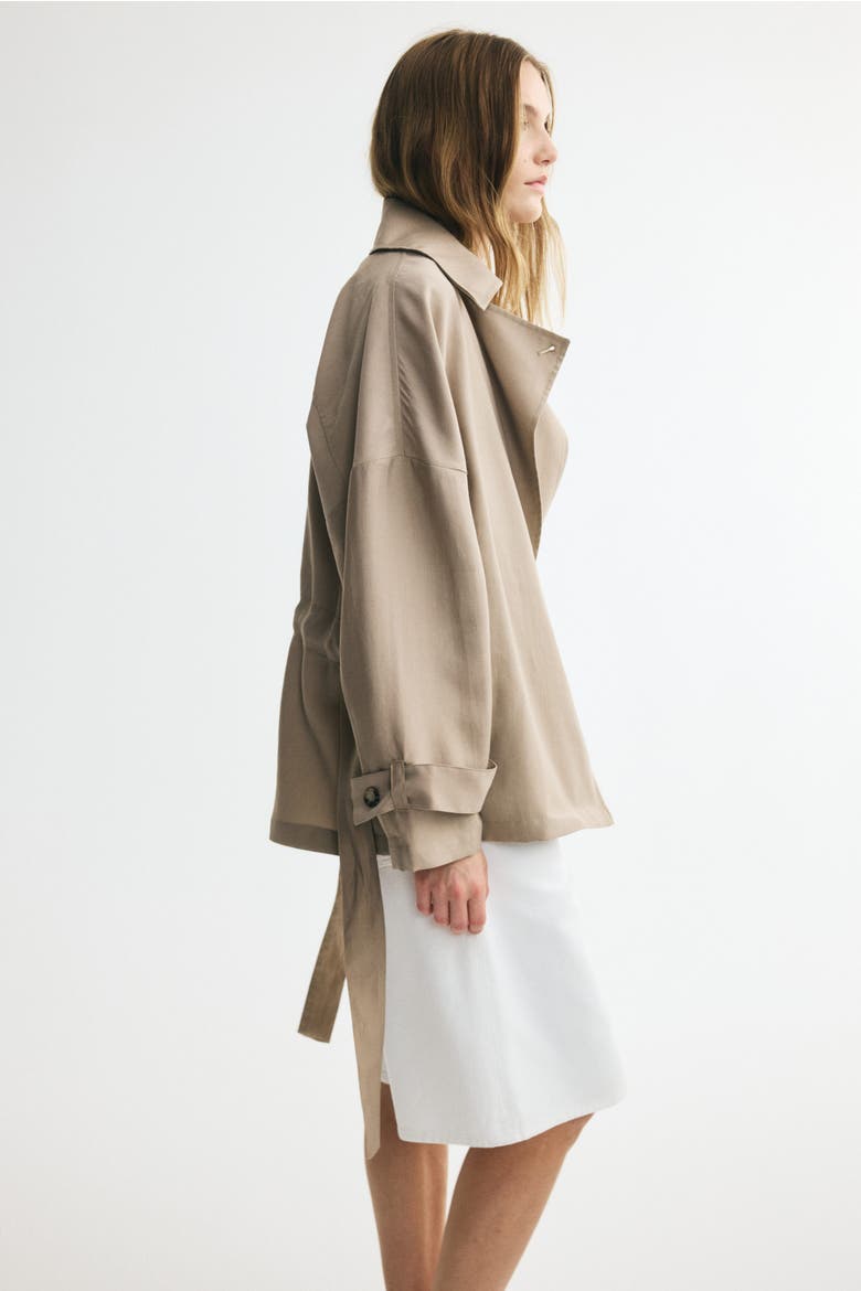 Short Lyocell-Blend Trench Coat, Alternate, color, Beige