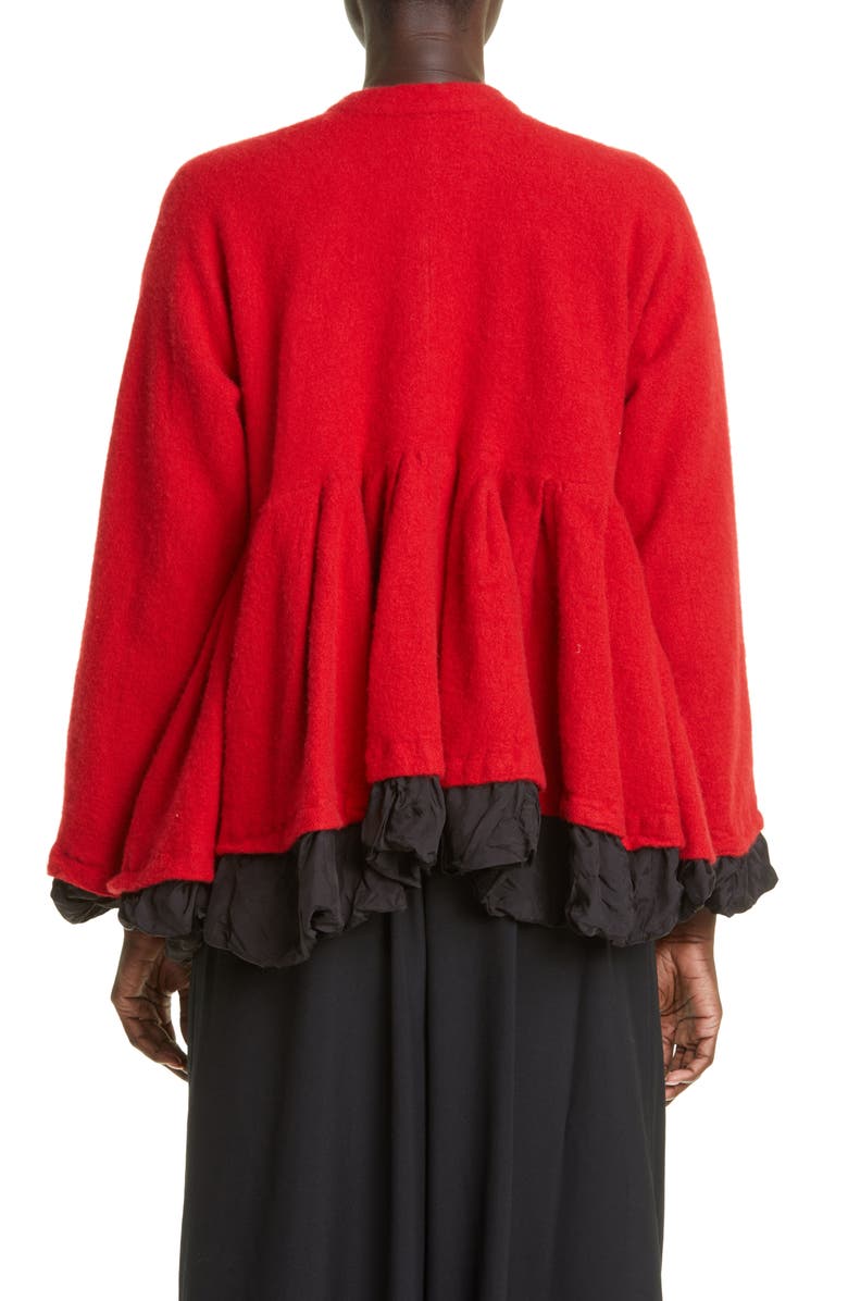 Comme des Garçons Wool & Nylon Serge Peplum Jacket, Alternate, color, Red