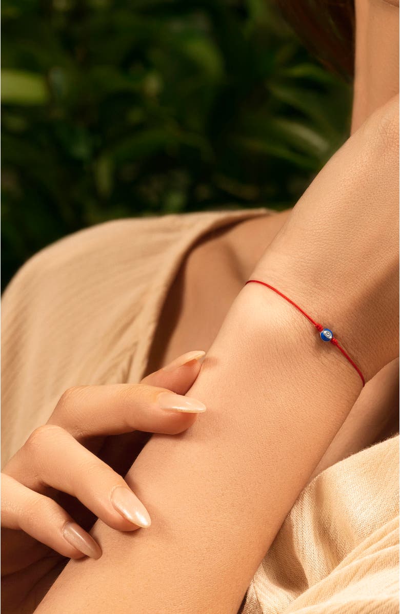 Karma and Luck Navy Enamel Evil Eye Red String Adjustable Bracelet Super Guardian, Alternate, color, Red/Silver/Navy