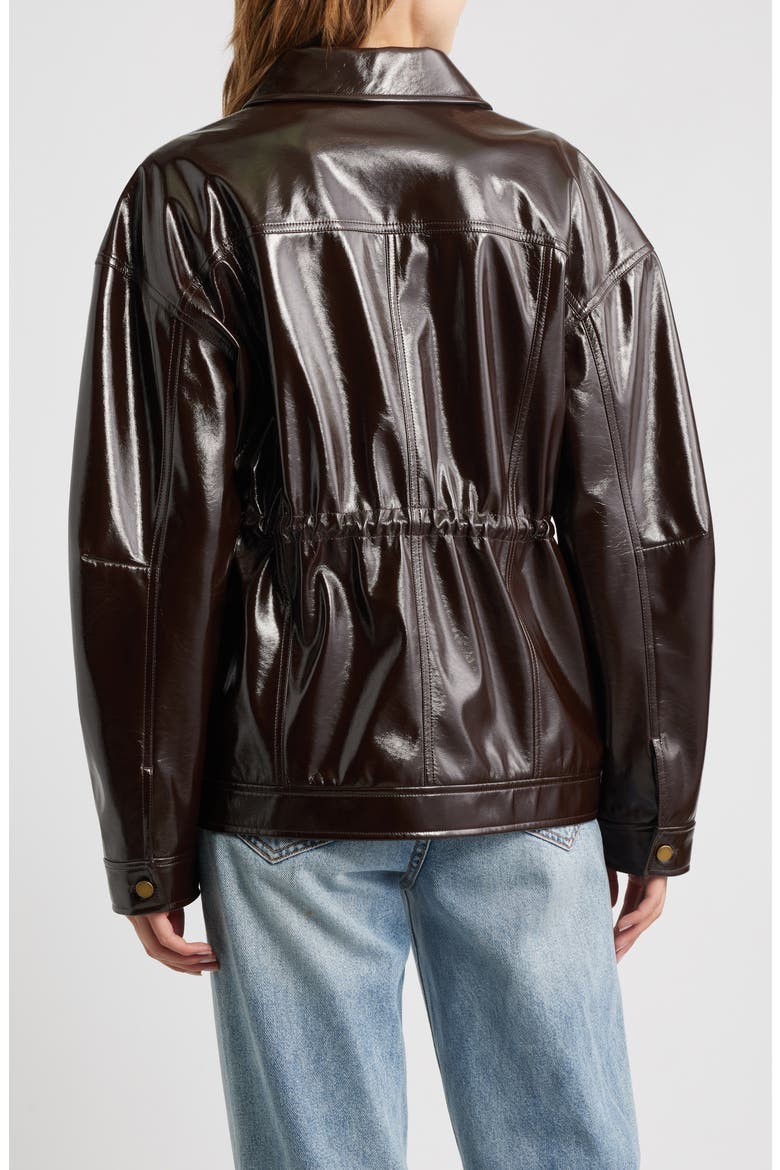 Amy Faux Patent Leather Jacket, Alternate, color, BROWN