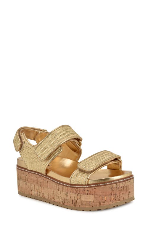 Shop Nine West Heavin Platform Wedge Sandal In Gold