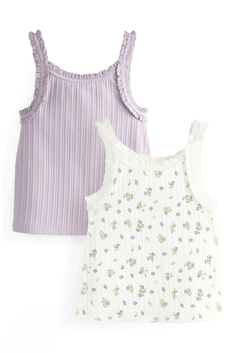 Kids' 2-Pack Frill Cotton Blend Tank Tops, Main, color, MULTI