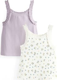 NEXT Kids' 2-Pack Frill Cotton Blend Tank Tops
