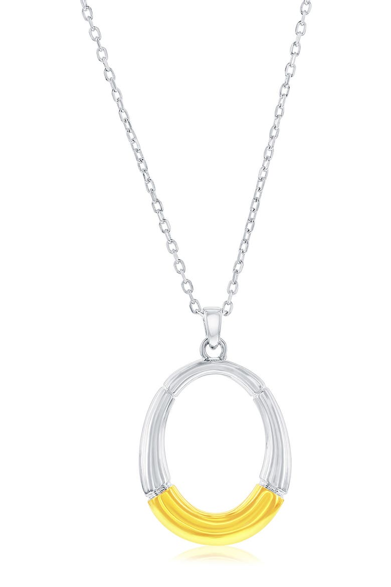 Two-Tone Oval Pendant Necklace, Main, color, GOLD/ SILVER