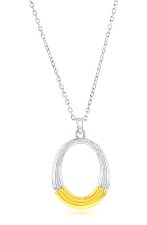 Two-Tone Oval Pendant Necklace