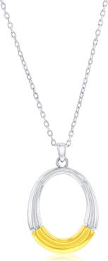 SIMONA Two-Tone Oval Pendant Necklace