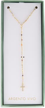 ARGENTO VIVO Pavé CZ Cross & Beaded Y-Necklace