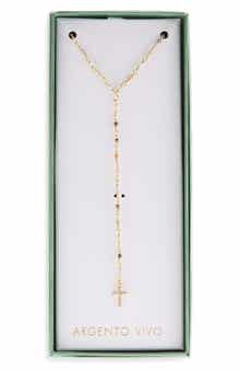 Pavé CZ Cross & Beaded Y-Necklace