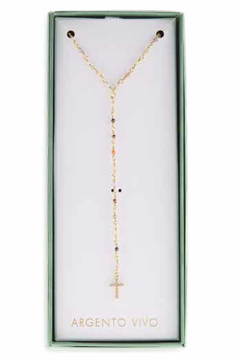 Pavé CZ Cross & Beaded Y-Necklace