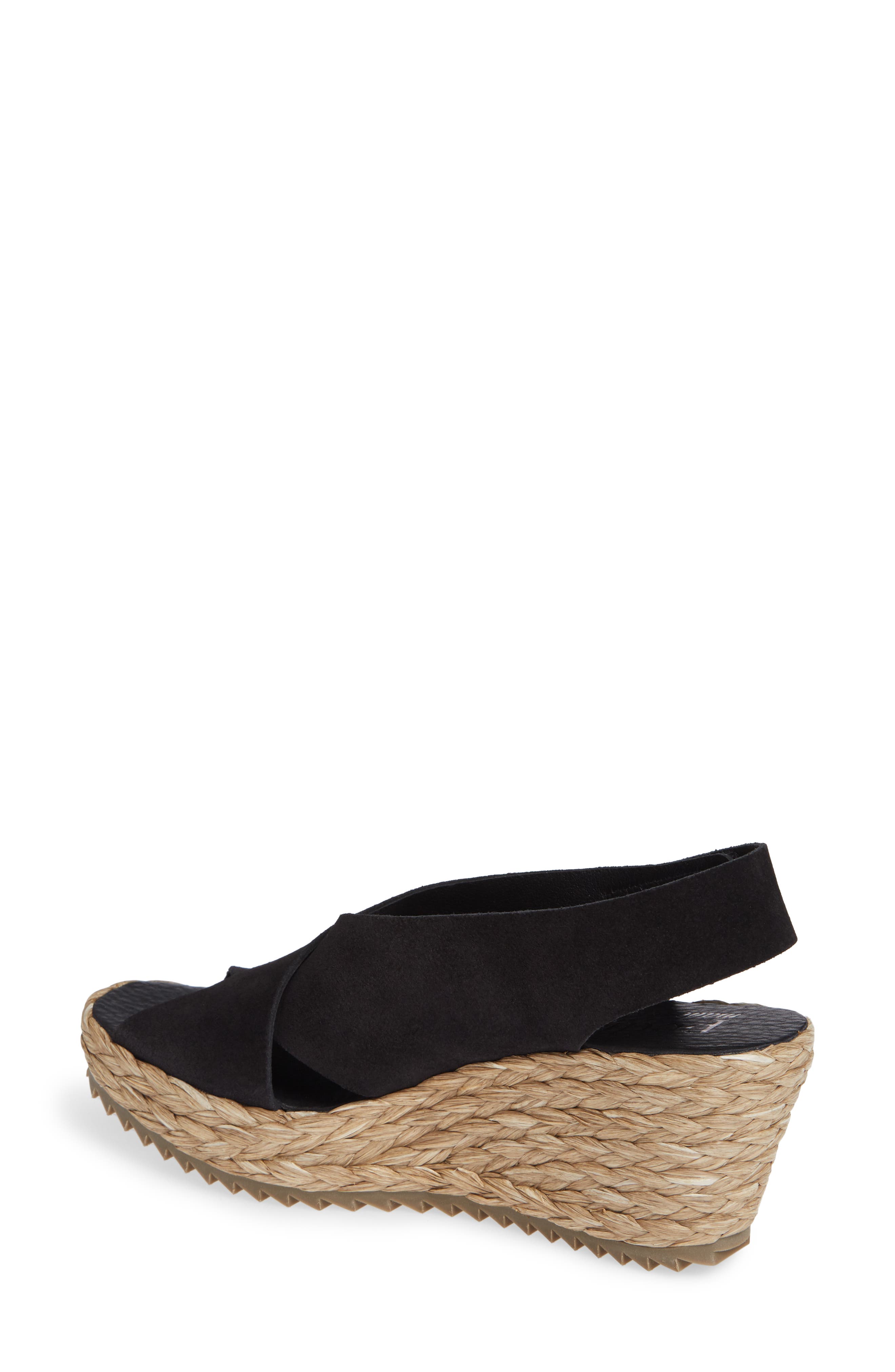 'Federica' Wedge Sandal, Alternate, color, BLACK CASTORO/ RAFFIA