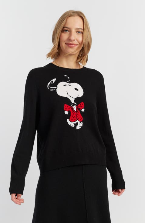 Wool-Cashmere Crewneck Dancing Snoopy Sweater