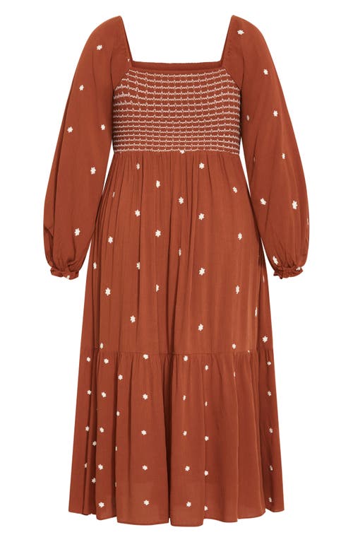 City Chic Kai Long Sleeve Maxi Dress In Brown