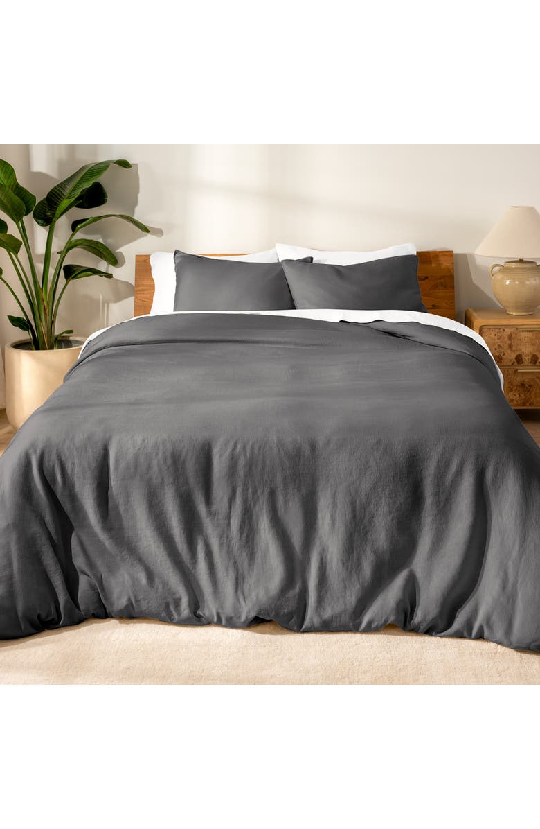Bare Home 100% European Linen Duvet Cover and Sham Set, Alternate, color, Grey