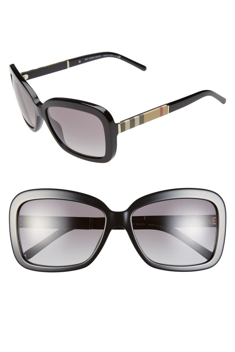 58mm Retro Sunglasses, Main, color, BLACK