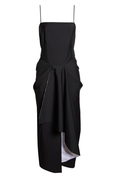 Sliced Draped Wool & Mohair Dress