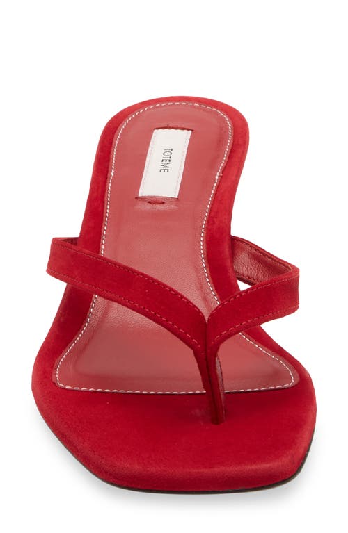 Totême Suede Heeled Flip Flops Scarlet In Scarlet