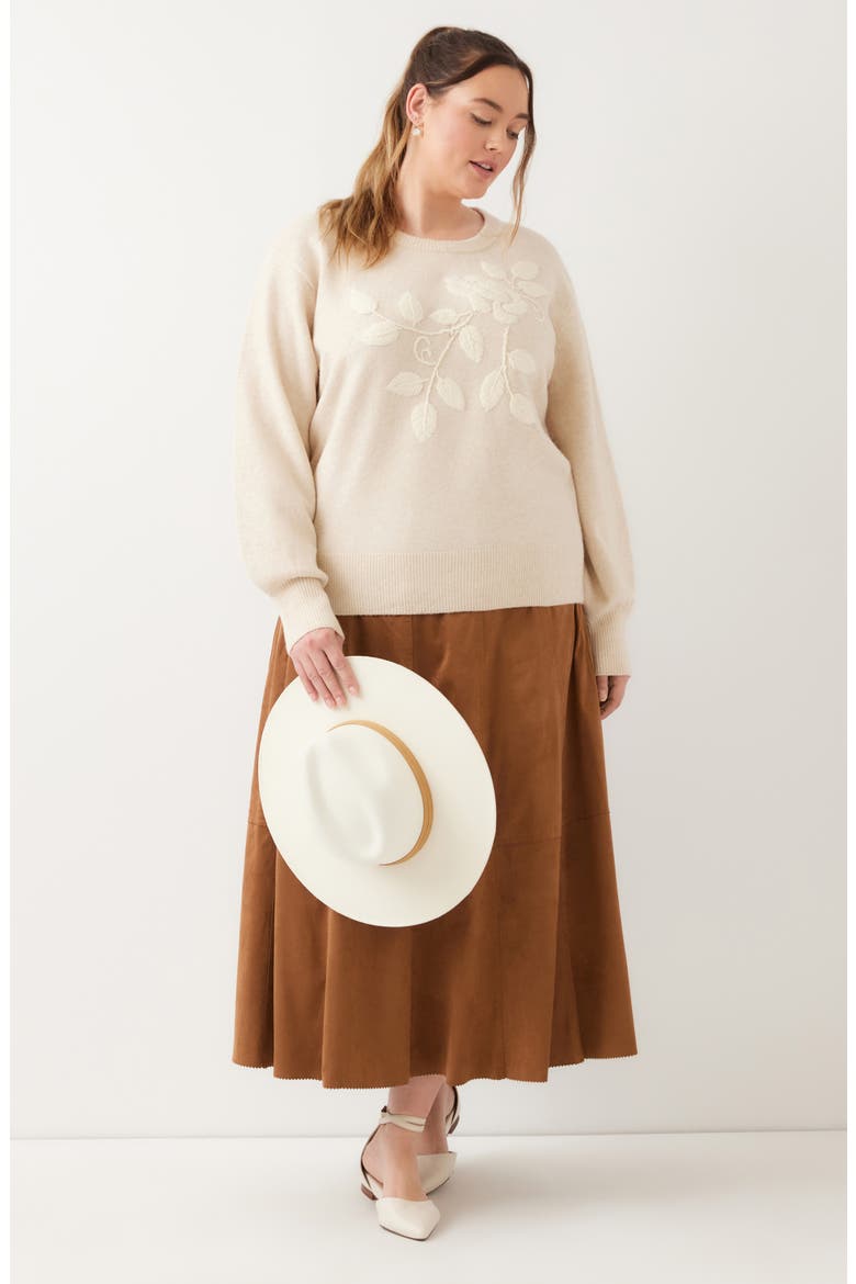Embroidered Crewneck Sweater, Alternate, color, SAND