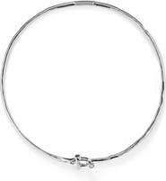 UNODE50 Rigid Necklace With Front Clasp Plated In Sterling Silver With White Topaz
