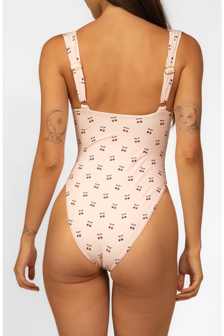 Petal Underwire One-Piece Swimsuit, Alternate, color, CHERRIES