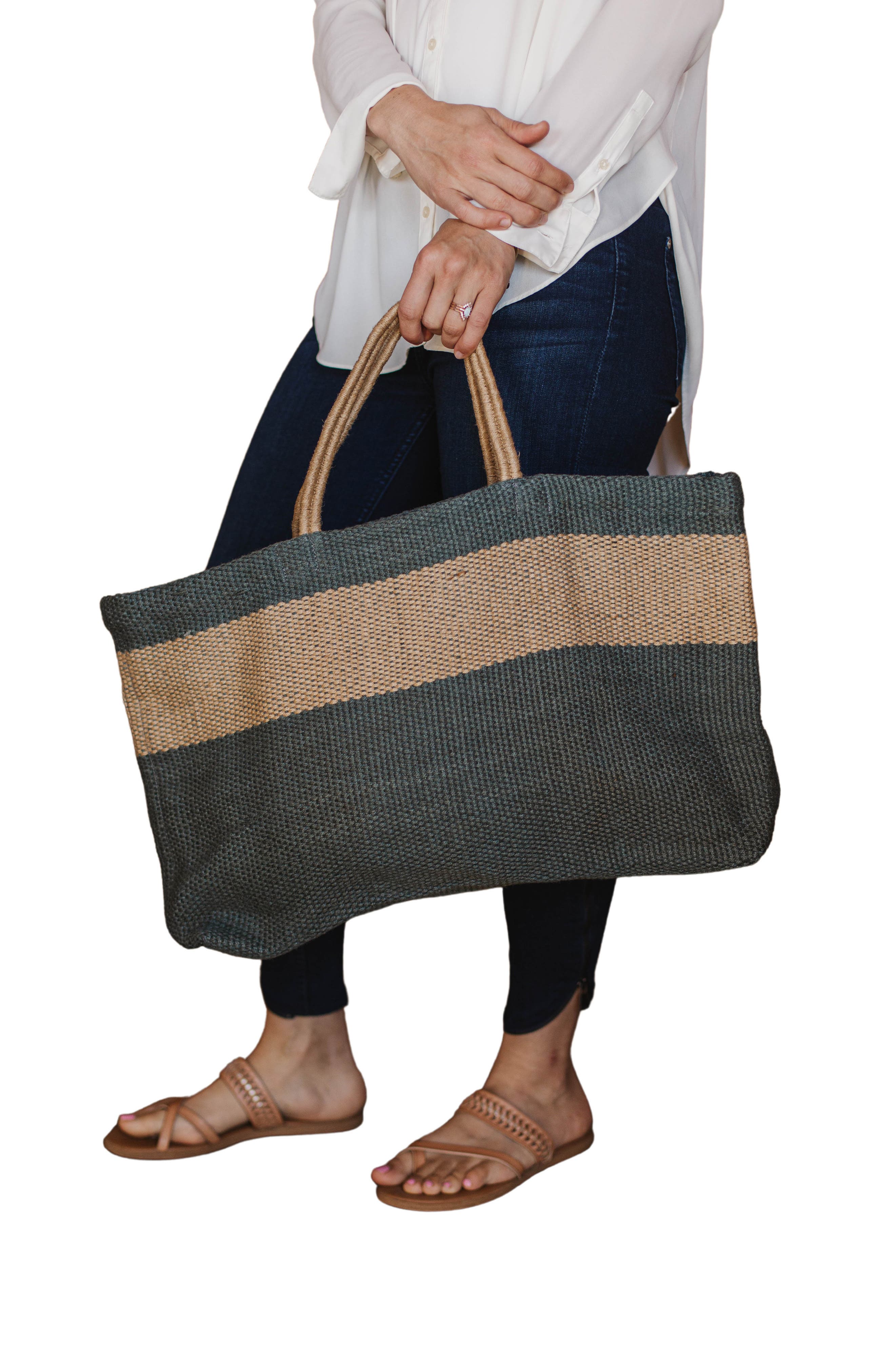 Will 
Atlas Hayes Wide Market Shopper Jute Tote, Alternate, color, Grey/ Natural