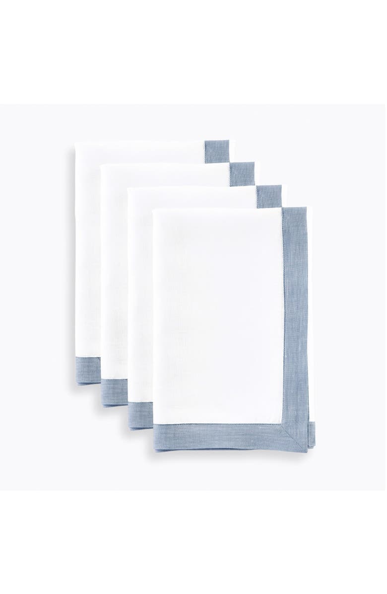 Solino Home Linen Dinner Napkins - Classic, 20" x 20" Inch, Main, color, Chambray Blue And White