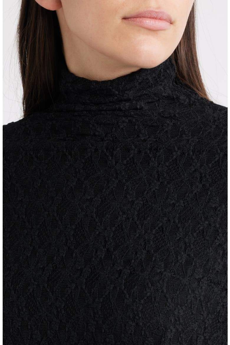 Ellie Lace Long Sleeve Turtleneck Maxi Dress, Alternate, color, BLACK
