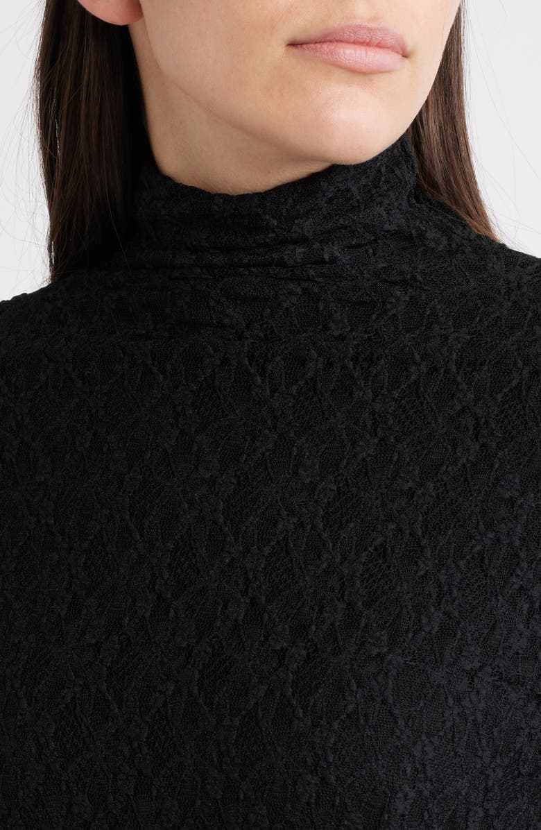 rag & bone Ellie Lace Long Sleeve Turtleneck Maxi Dress, Alternate, color, Black