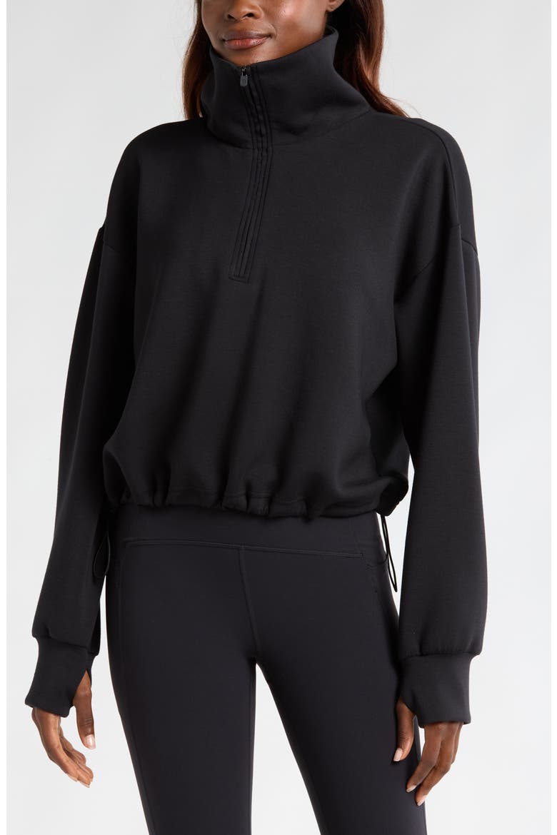 Soft Modal Blend Half Zip Pullover, Alternate, color, BLACK