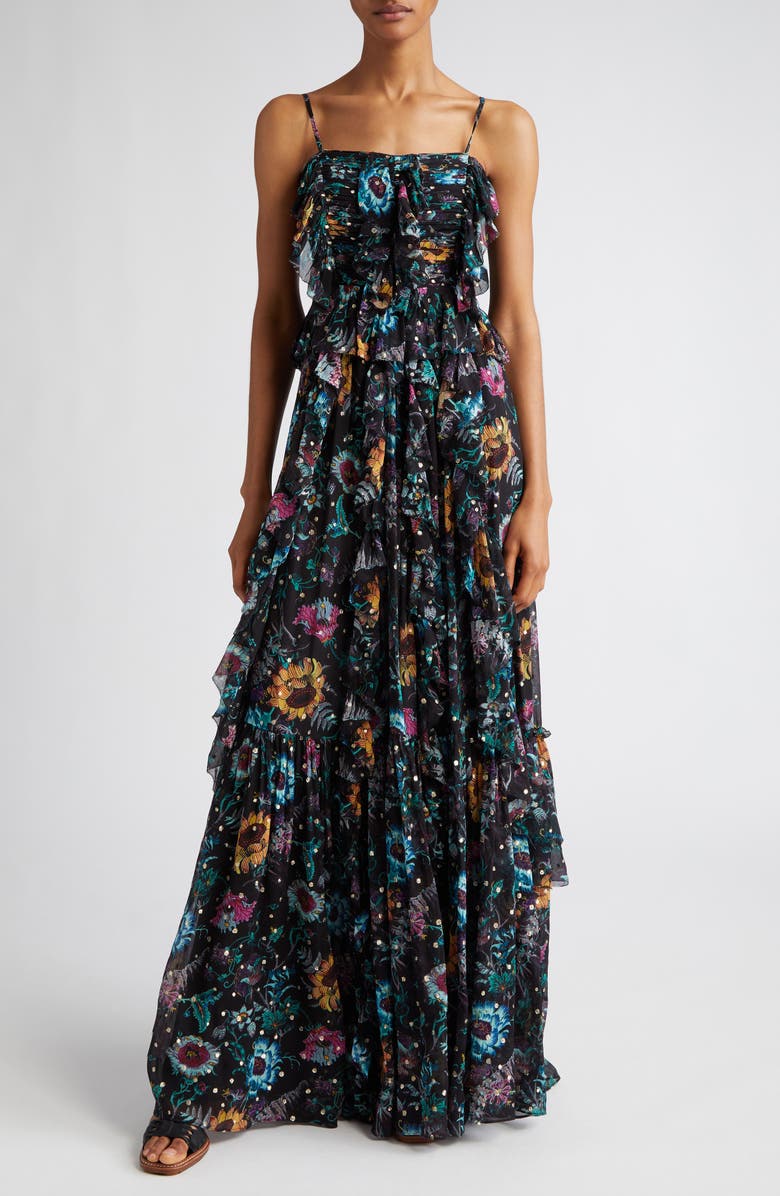 Ulla Johnson Colette Floral Silk Blend Gown, Main, color,